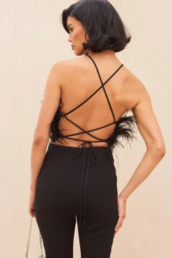 Clearance JOEY FEATHER TOP - BLACK Tops