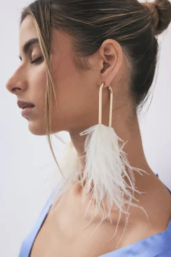 Online META FEATHER EARRING - OFF WHITE Earrings|Jewelry